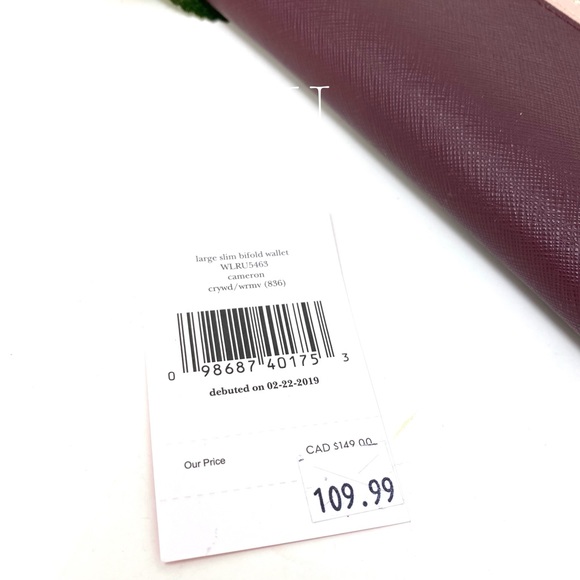 Kate♠️Spade Cameron Slip Bifolder Wallet R/Maroon - Picture 5 of 6
